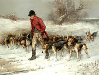 Gilt Framed Oleograph of  Hounds in Winter