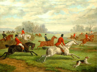 Fine Lithograph on Canvas of a Victorian Hunting Scene - Full Cry