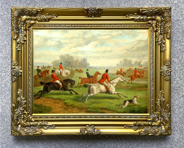 Fine Lithograph on Canvas of a Victorian Hunting Scene - Full Cry