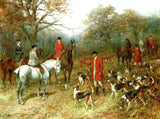 Fine Oleograph on Canvas of Huntsmen & Hounds in a Landscape