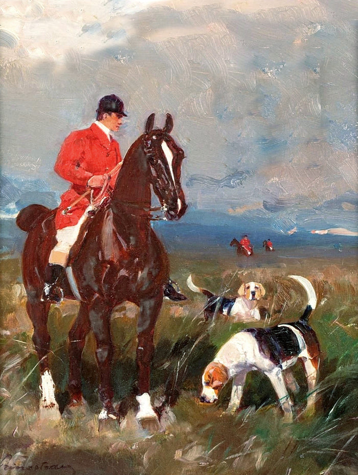 Fine Oleograph on Canvas of a Huntsman & Hounds 