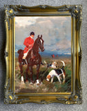 Fine Oleograph on Canvas of a Huntsman & Hounds "In the Field"