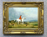 Fine Lithograph on Stretched Canvas of a Hunting Scene "Full Cry"