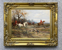 Fine Oleograph on Canvas of Huntsmen & Hounds aft. Heywood Hardy