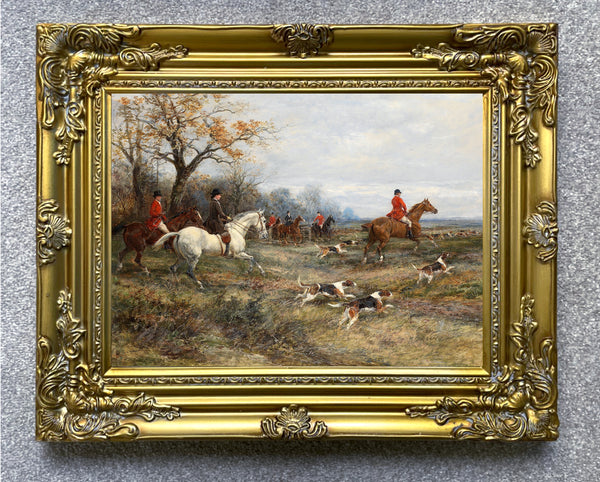 Fine Oleograph on Canvas of Huntsmen & Hounds aft. Heywood Hardy