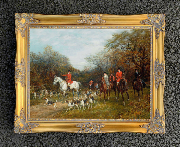 Oleograph on Canvas of a Huntsman & Hounds "Gone to Ground"