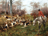 Oleograph on Canvas of a Hunting Scene - "The Chase"