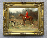 Fine Oleograph on Canvas of a Huntsman & Hounds in the Field