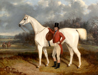 Oleograph on Canvas of a Huntsman with a White Horse aft. John Ferneley