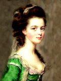 Exquisite Oleograph on Canvas - Portrait of a Lady in green