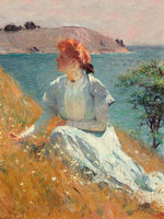 Fine Oleograph on Stretched Canvas of a Lady in a Coastal Landscape