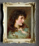 Fine Ornate Framed Oleograph of a Young Lady