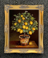 Fine Oleograph on Canvas Still Life of a Lemon Tree