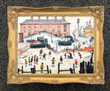 Stunning Oleograph on Canvas of a Cricket Match after L.S.Lowry