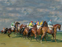 Oleograph on Canvas "Before the Start at Newmarket" after Munnings