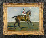 Gilt Framed Oleograph of  a Racehorse with Jockey Up aft. Munnings