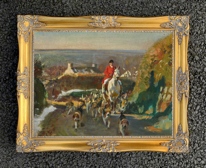 Oleograph on Canvas of a Hunting Scene - 