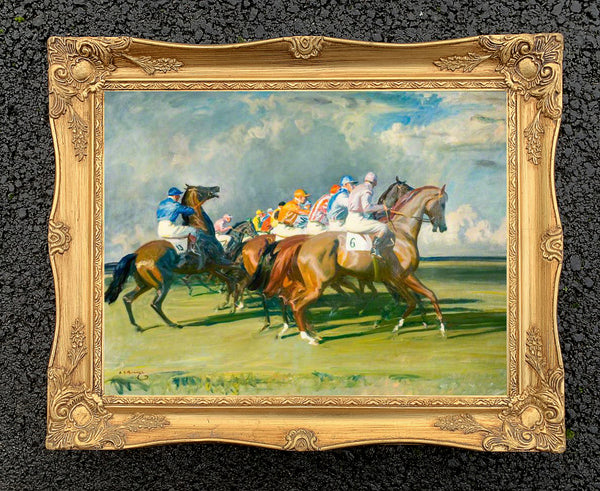 Fine Oleograph on Canvas "The Start at Newmarket" after Alfred Munnings