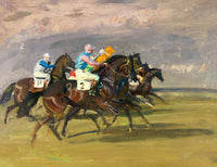 Fine Lithograph on Stretched Canvas of "Starters Orders at Newmarket" - Alfred Munnings