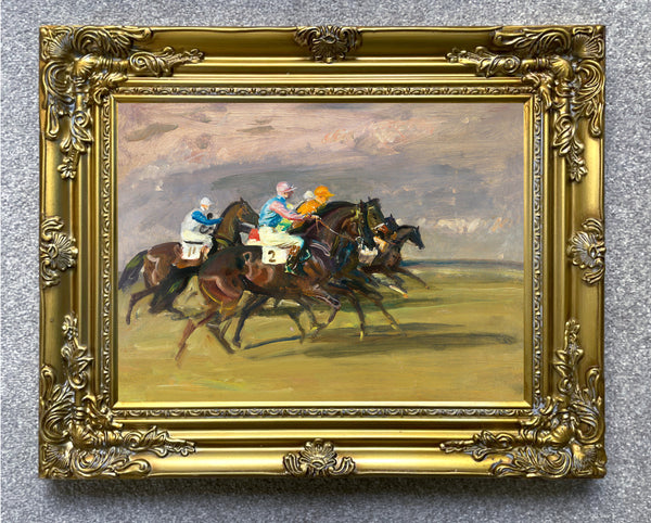 Fine Lithograph on Stretched Canvas of "Starters Orders at Newmarket" - Alfred Munnings