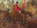 Fine Oleograph on Canvas of Racehorses "Over the Ditch" aft. Munnings