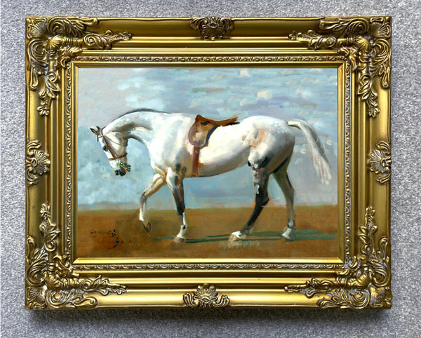 Fine Oleograph on Canvas of  a Dapple Grey Horse aft. Munnings