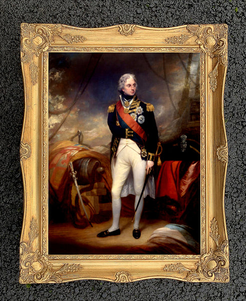 Lord Nelson - Superb Full length Portrait Oleograph on Canvas