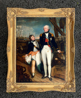 Large Gilt Framed Oleograph Portrait of Lord Nelson