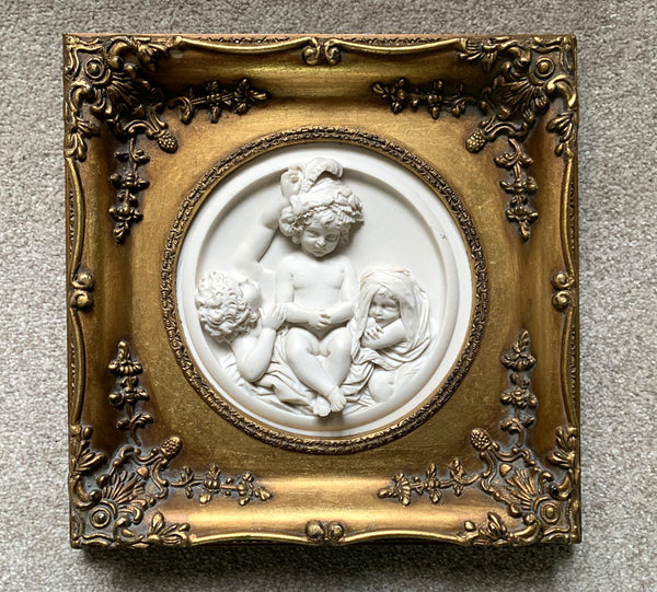 Beautiful Vintage Classical Marble/Parian Ware Relief Plaque of Cherubs SOLD