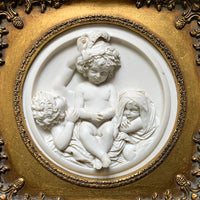 Beautiful Vintage Classical Marble/Parian Ware Relief Plaque of Cherubs SOLD