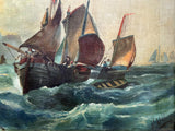 Superb C19th Victorian Oil on Canvas - Shipping off the Coast - W.Webb 1895 SOLD