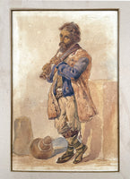 Excellent Mid C19th Victorian Italian School Watercolour of a Peasant