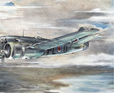 Fine Mid C20th Vintage Watercolour depicting a WW2 Bristol Blenheim Bomber