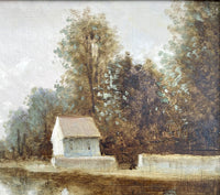 Fabulous Early C20th French Impressionist Oil on Thick Mahogany Panel - Rural River Landscape SOLD