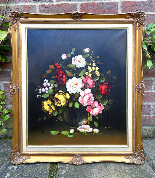 Fine Vintage Dutch School Still Life Oil on Canvas - Mixed Flowers in a Bowl SOLD