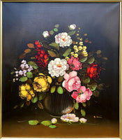 Fine Vintage Dutch School Still Life Oil on Canvas - Mixed Flowers in a Bowl SOLD