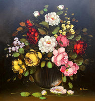 Fine Vintage Dutch School Still Life Oil on Canvas - Mixed Flowers in a Bowl SOLD