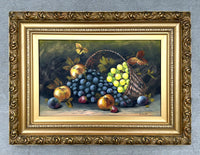 Exquisite Large Late C19th Victorian Oil on Board - Still Life of Fruit in a Basket - Evelyn Chester (1879-1925) SOLD