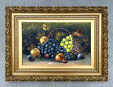 Exquisite Large Late C19th Victorian Oil on Board - Still Life of Fruit in a Basket - Evelyn Chester (1879-1925) SOLD