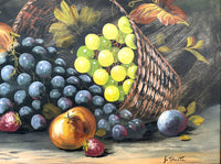 Exquisite Large Late C19th Victorian Oil on Board - Still Life of Fruit in a Basket - Evelyn Chester (1879-1925) SOLD