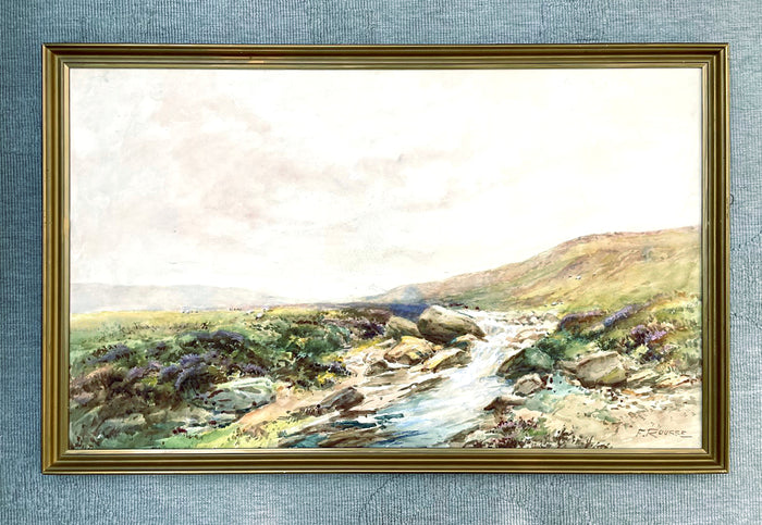 Fabulous Large C19th Victorian Watercolour - Sheep Grazing on North Yorkshire Moors by Frank Rousse (1849-1917) SOLD