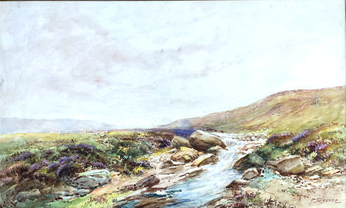 Fabulous Large C19th Victorian Watercolour - Sheep Grazing on North Yorkshire Moors by Frank Rousse (1849-1917) SOLD