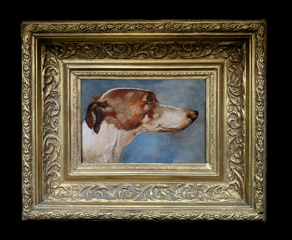 Antique Oil on Board of a Greyhound SOLD