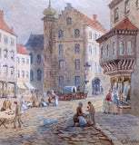 Fine C19th Victorian Watercolour by Charles Claude Pyne (1802-1878) - Antwerp Market Scene