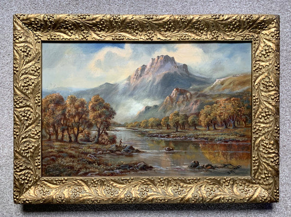 Late Victorian Scottish School Oil on Canvas of an Angler in the Highlands SOLD