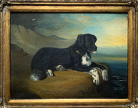 Vintage Oil on Wooden Panel of a resting dog SOLD