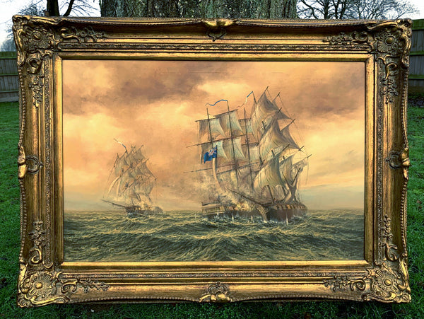 Fine Vintage Oil on Canvas of the Battle of Trafalgar SOLD