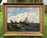 Victorian Dutch School Oil on Panel - Shipping in a Squall  SOLD