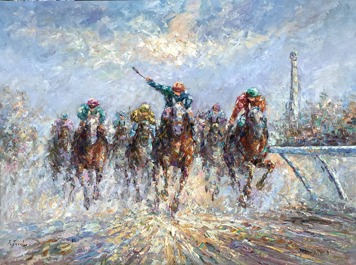 Stunning Large English Impressionist Oil on Canvas - 