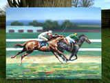 Superb Large Equestrian Painting - " The Finishing Line" SOLD